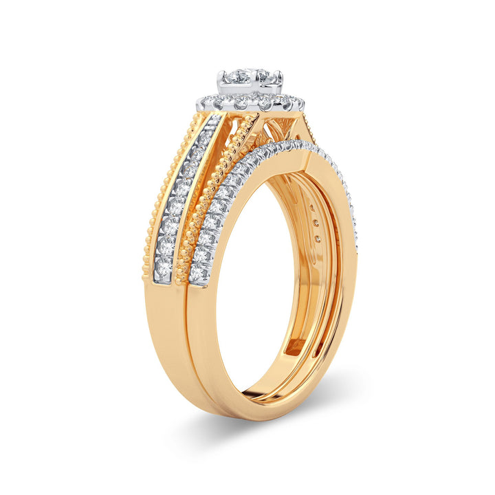 14K Yellow Gold Lab Diamond Bridal Ring - 0.50CT Elegance