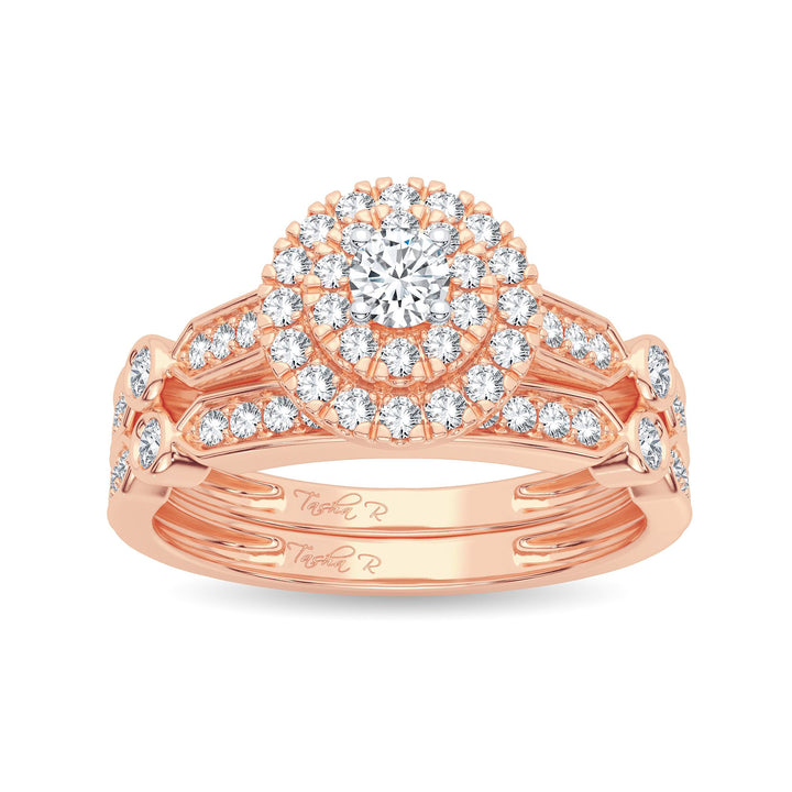 Romantic 14k Rose Gold Lab Diamond Bridal Ring (0.50 CT)