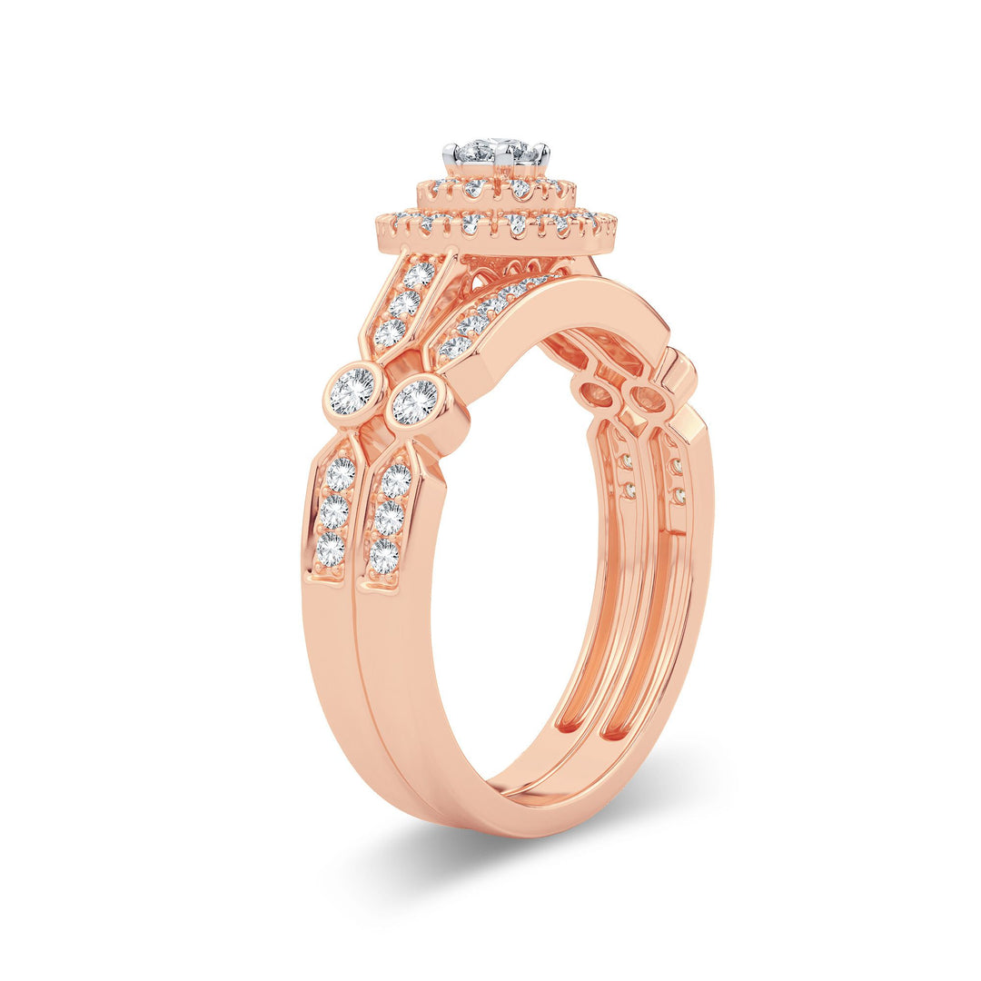 Romantic 14k Rose Gold Lab Diamond Bridal Ring (0.50 CT)