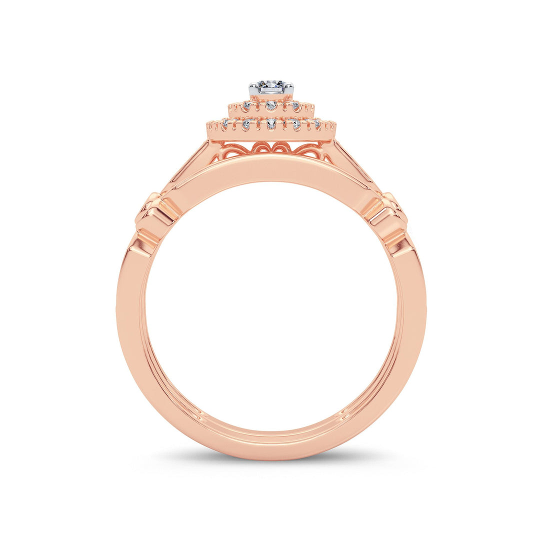 Romantic 14k Rose Gold Lab Diamond Bridal Ring (0.50 CT)