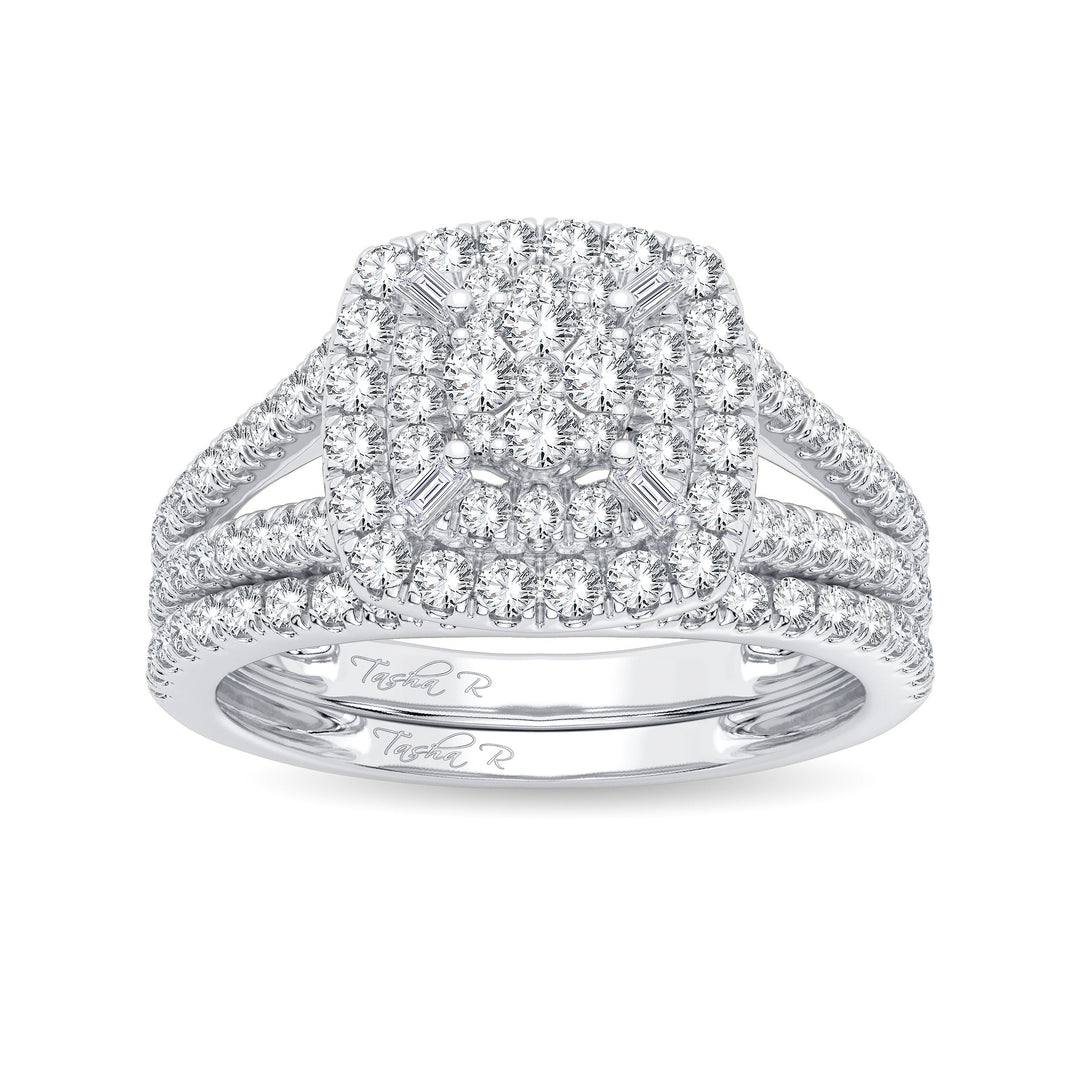 Sparkling 14K White Gold 0.75CT Diamond Bridal Ring