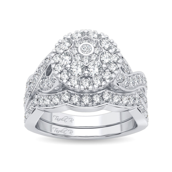 14k White Gold Lab Diamond 1.25CT Bridal Ring Ensemble