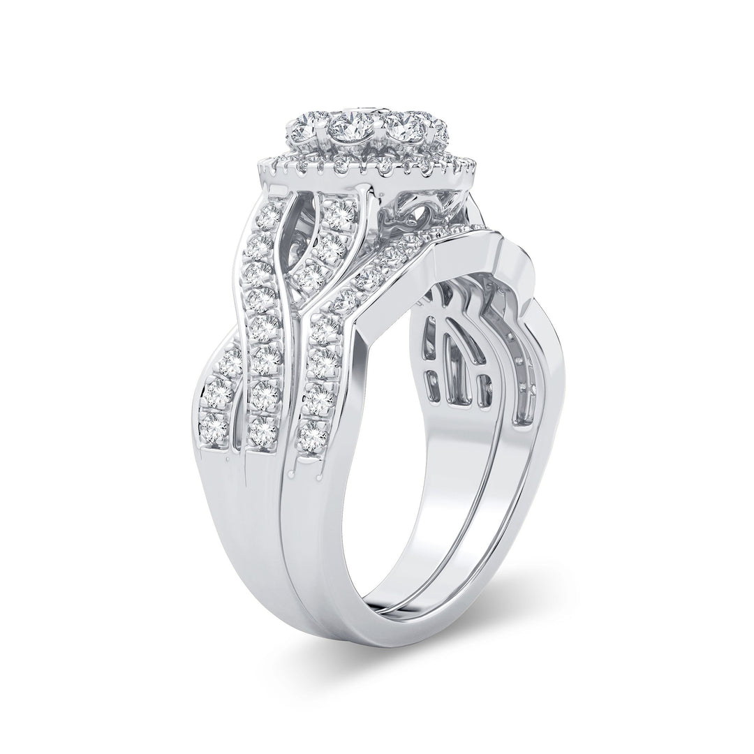 14k White Gold Lab Diamond 1.25CT Bridal Ring Ensemble