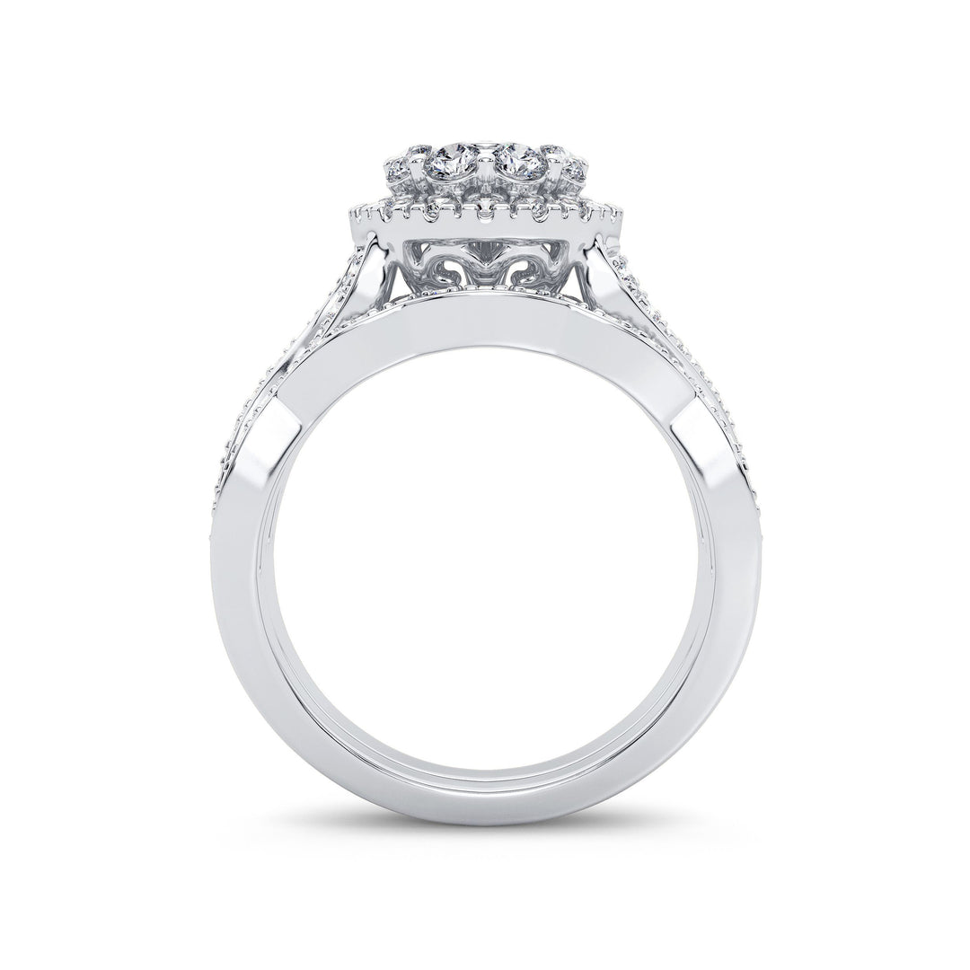 14k White Gold Lab Diamond 1.25CT Bridal Ring Ensemble