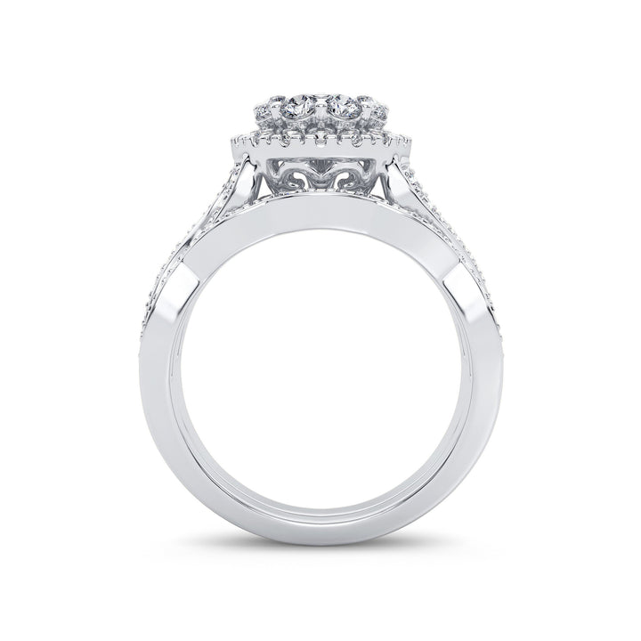 14k White Gold Lab Diamond 1.25CT Bridal Ring Ensemble