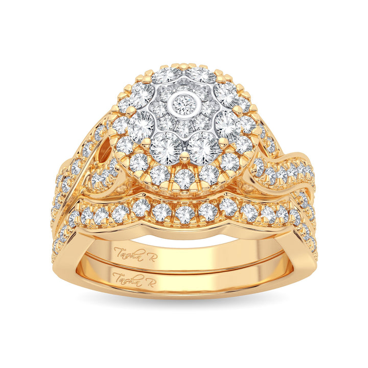 14K Yellow Gold 1.25CT Lab Diamond Bridal Ring Set