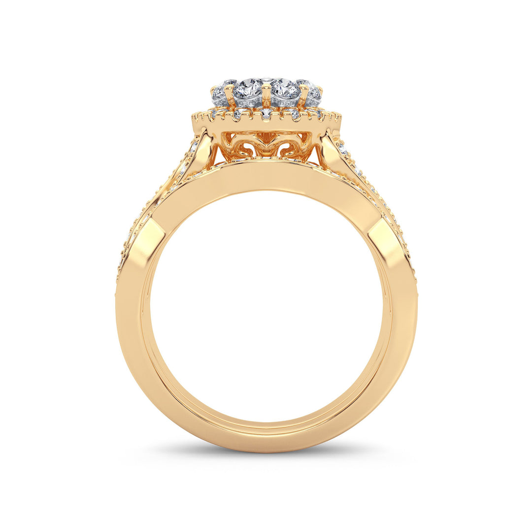 14K Yellow Gold 1.25CT Lab Diamond Bridal Ring Set