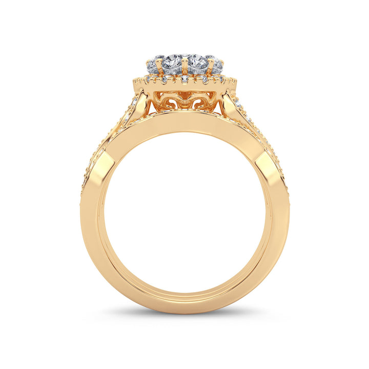 14K Yellow Gold 1.25CT Lab Diamond Bridal Ring Set