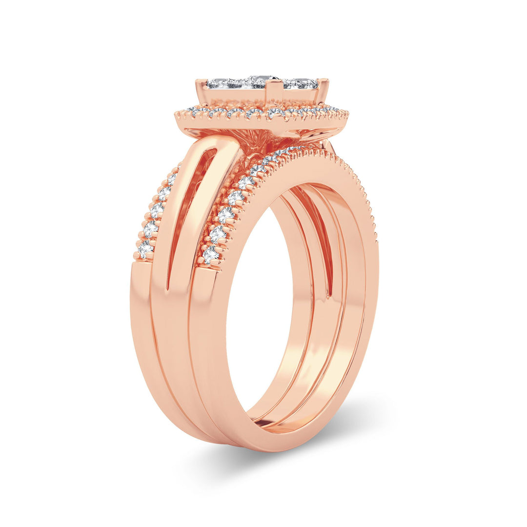 14k Rose Gold 0.75CT Lab Diamond Bridal Composite Ring