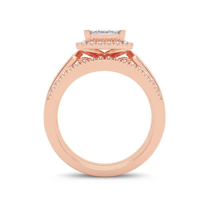 14k Rose Gold 0.75CT Lab Diamond Bridal Composite Ring