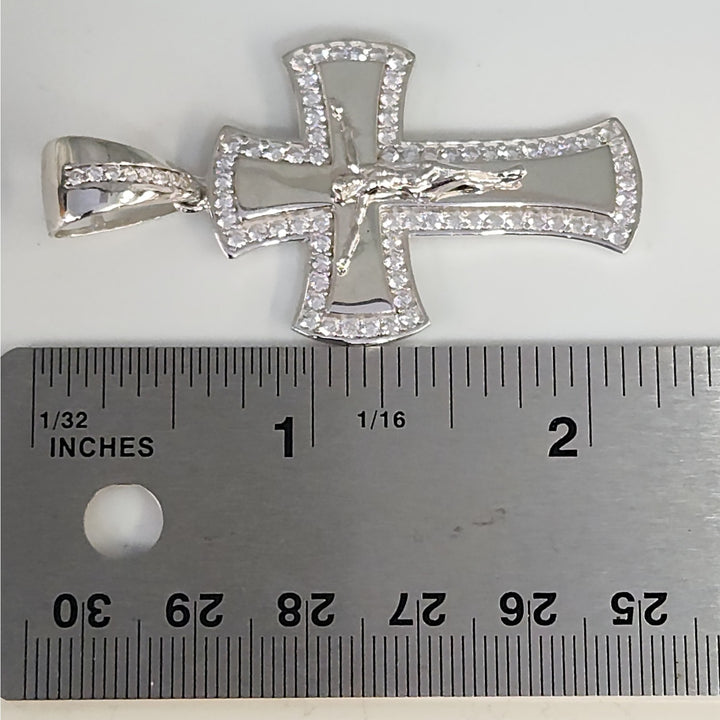 925 Sterling Silver  CZ Crucifix Cross Pendant
