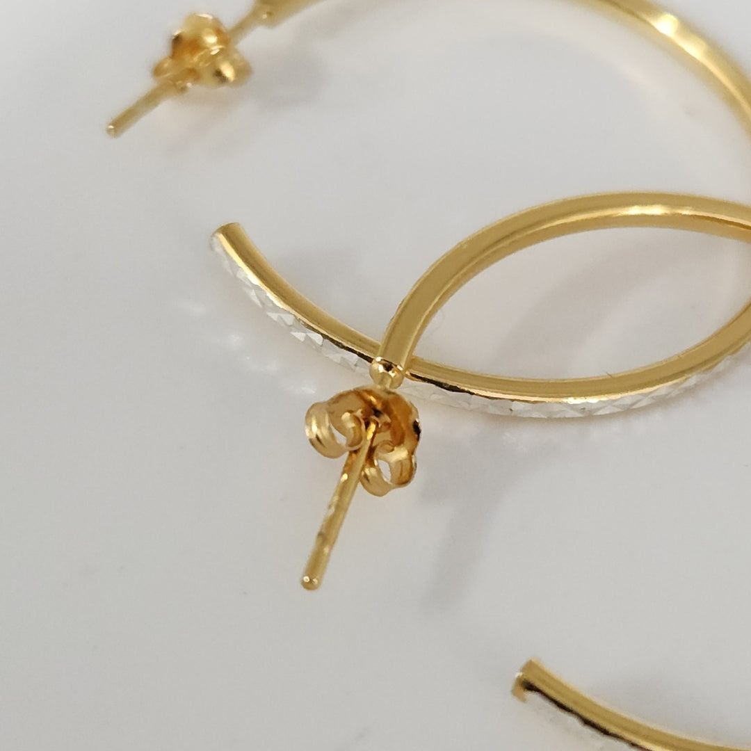 Elegant 925 Sterling Silver & Gold Tone Diamond Cut Hoop Earrings