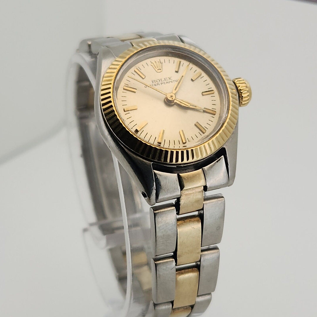 Rolex oyster perpetual 26mm champagne two tone stainless steel, Ref# 6618 1962