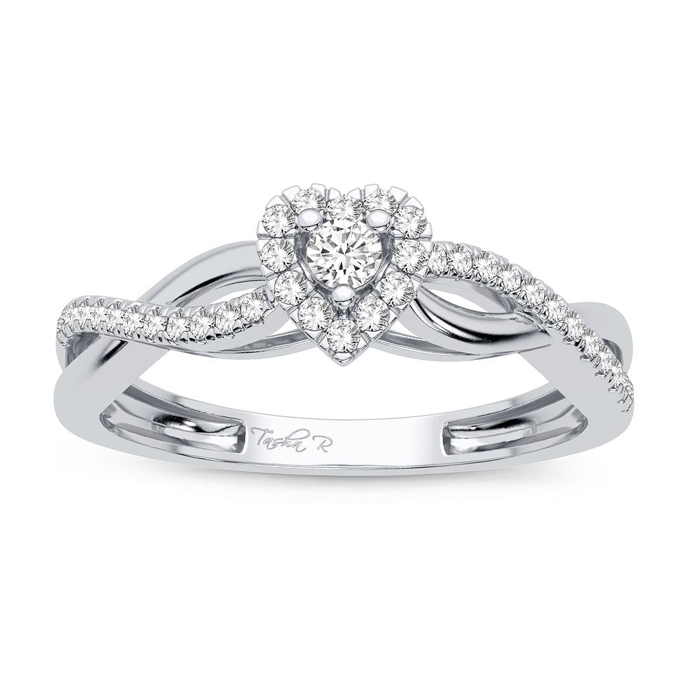 Elegant White Gold 0.20CT Diamond Womens Promise Ring