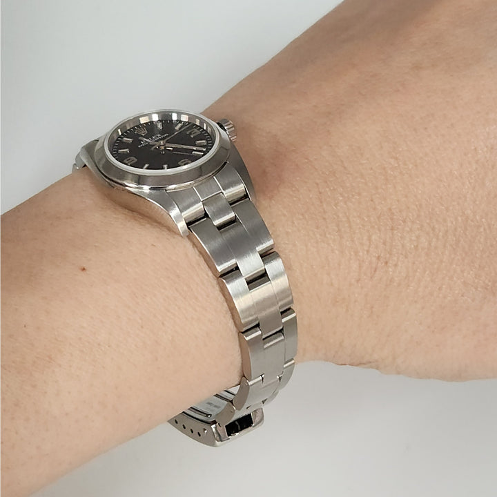 Rolex Oyster  Perpetual 26mm Ref.76080 SS Black Dial Classic Ladies Watch