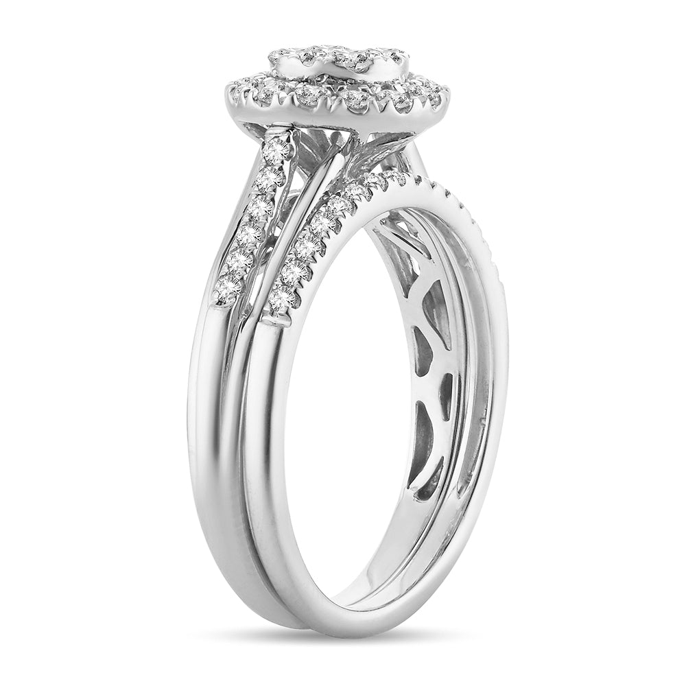 14k White Gold Lab Diamond Bridal Ring - Timeless Elegance