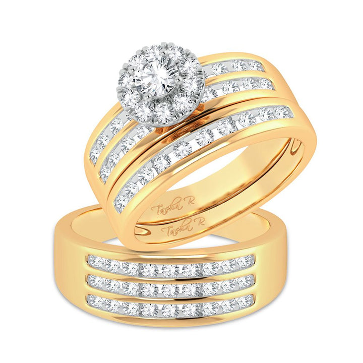 14k Yellow Gold 1.62ct Lab Diamond Trio Wedding Set