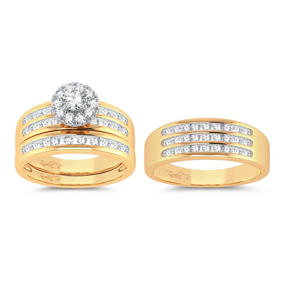 14k Yellow Gold 1.62ct Lab Diamond Trio Wedding Set