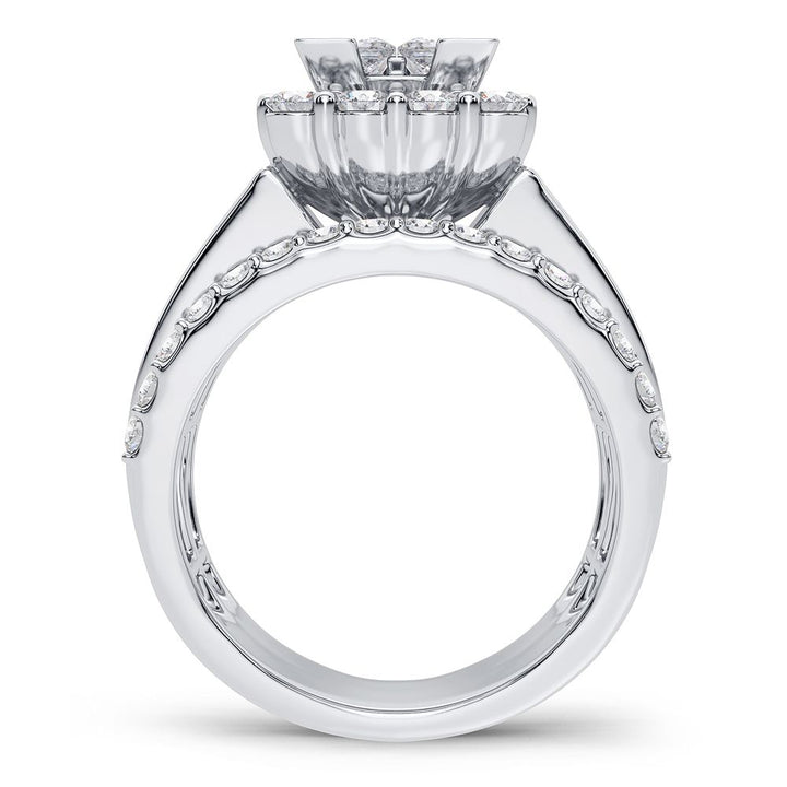 14k White Gold Lab Diamond Bridal Ring (3.00CT Brilliance)