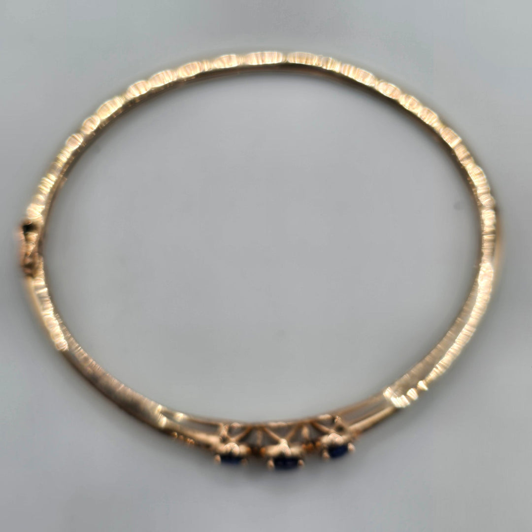 Le Vian 14K Rose Gold Natural Blue Gemstone & Diamond Bangle Bracelet 12.6g