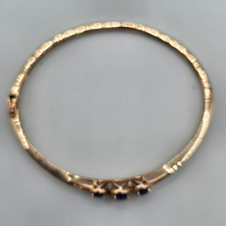 Le Vian 14K Rose Gold Natural Blue Gemstone & Diamond Bangle Bracelet 12.6g