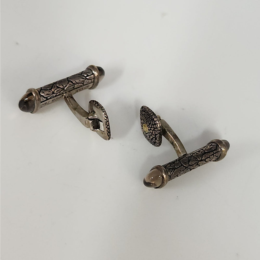 David Yurman 925 Sterling Silver 18k Gold 750 Cabochon Iolite Cufflinks