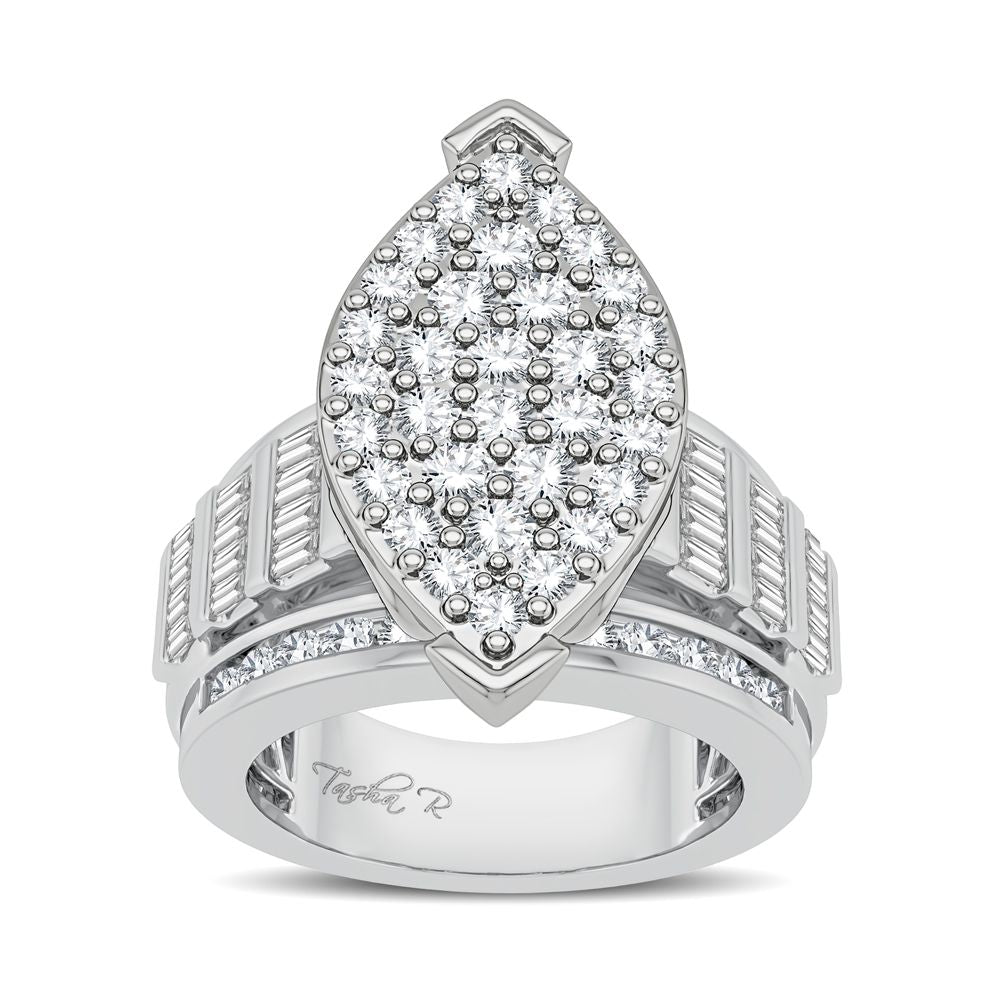 Chic 10k White Gold 2CT Lab Diamond Womens Fashion Ring