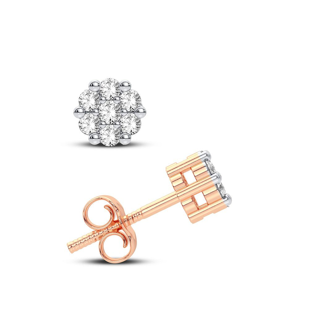 Delicate 14k Rose Gold Lab Diamond Floral Studs