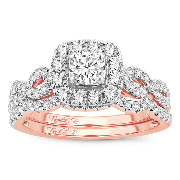 Romantic 14k Rose Gold Lab Diamond Bridal Ring (1CT)