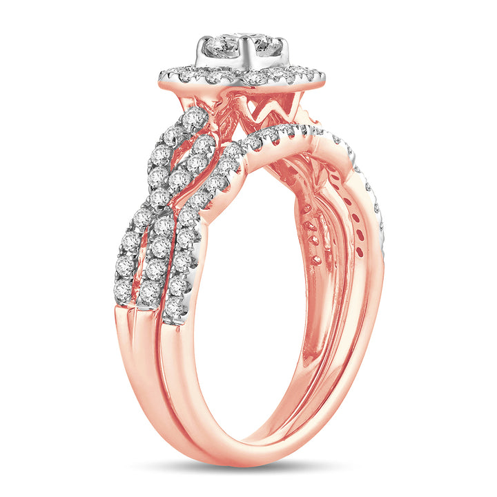 Romantic 14k Rose Gold Lab Diamond Bridal Ring (1CT)