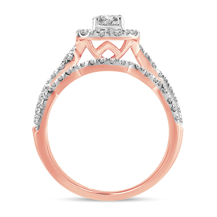 Romantic 14k Rose Gold Lab Diamond Bridal Ring (1CT)