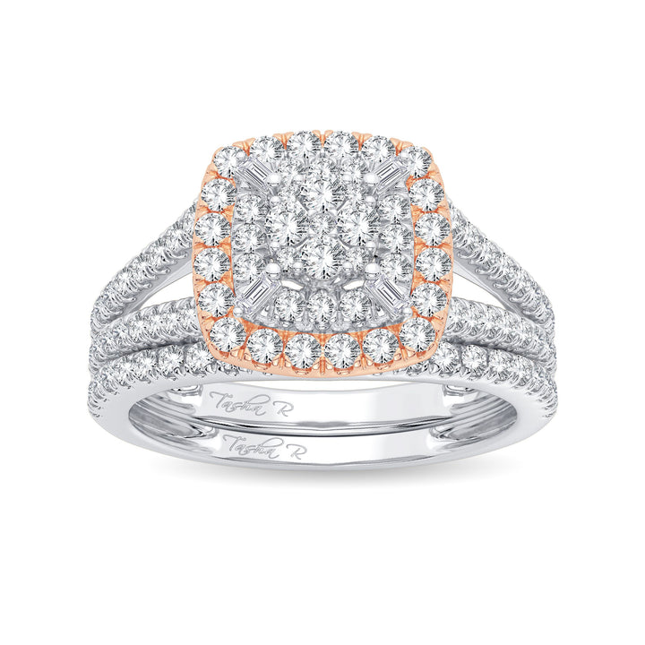 Romantic 14k Rose Gold Lab Diamond Bridal Ring Set