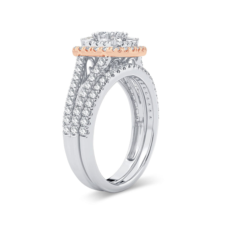 Romantic 14k Rose Gold Lab Diamond Bridal Ring Set