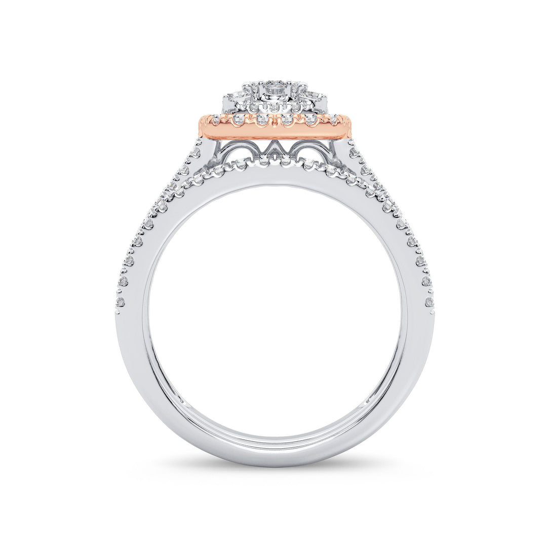 Romantic 14k Rose Gold Lab Diamond Bridal Ring Set