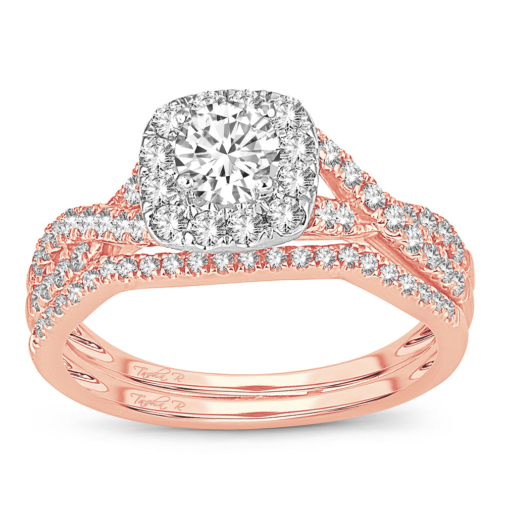 Romantic 14k Rose Gold Lab Diamond Bridal Ring (1CT)
