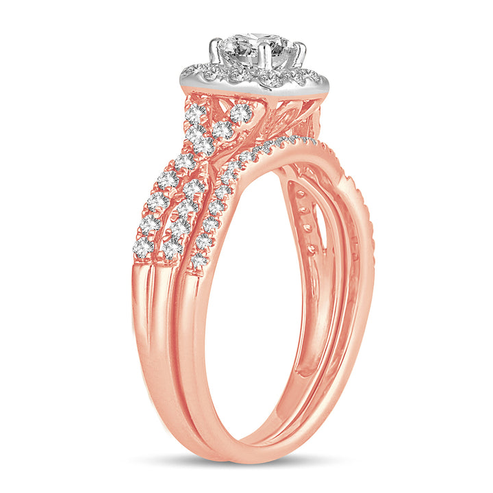 Romantic 14k Rose Gold Lab Diamond Bridal Ring (1CT)