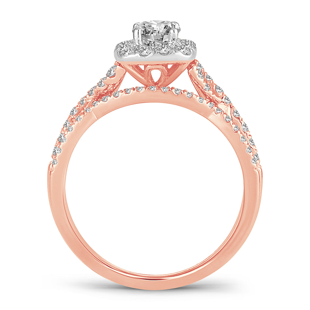 Romantic 14k Rose Gold Lab Diamond Bridal Ring (1CT)