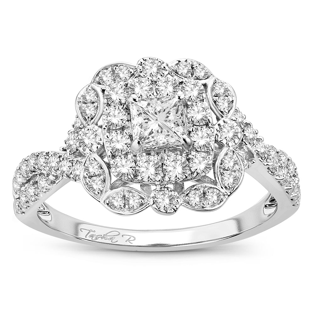 Sparkling 14k White Gold 1CT Lab Diamond Engagement Ring