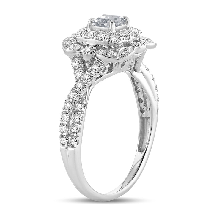 Sparkling 14k White Gold 1CT Lab Diamond Engagement Ring