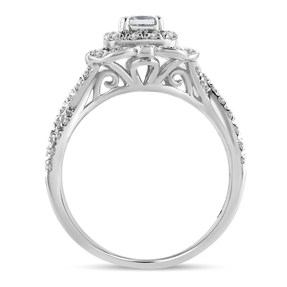 Sparkling 14k White Gold 1CT Lab Diamond Engagement Ring