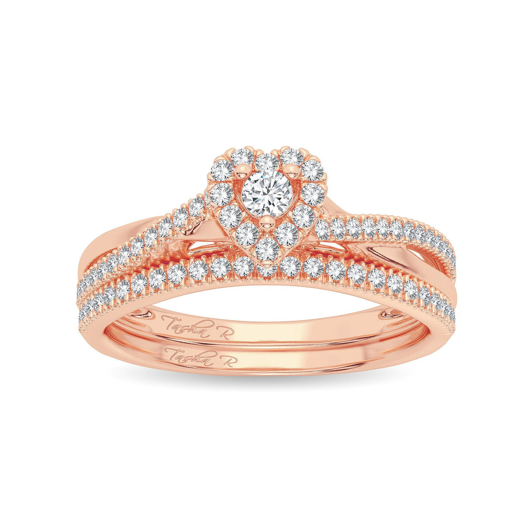 Romantic 14k Rose Gold Lab Diamond Bridal Ring (0.33CT)