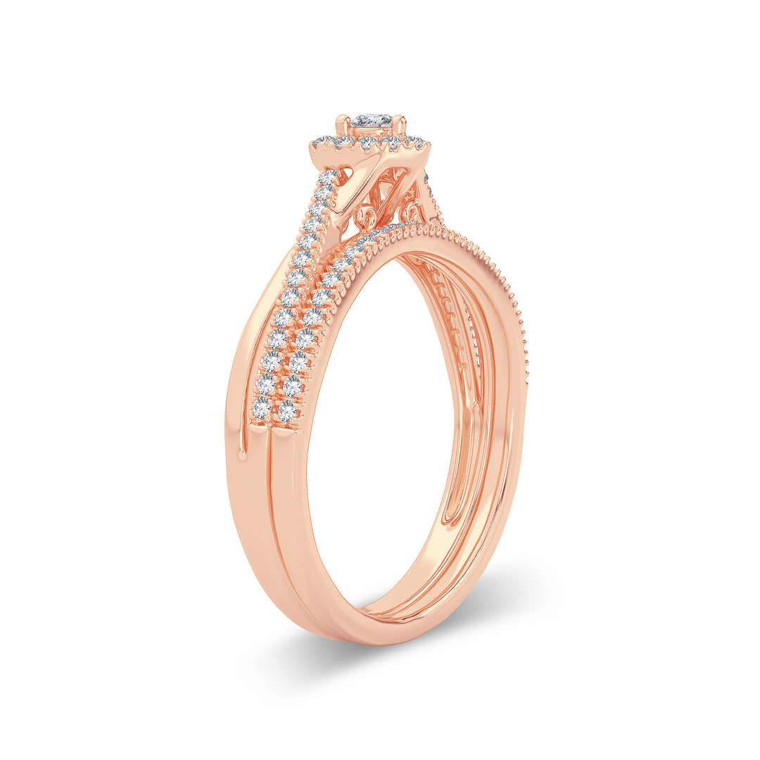 Romantic 14k Rose Gold Lab Diamond Bridal Ring (0.33CT)