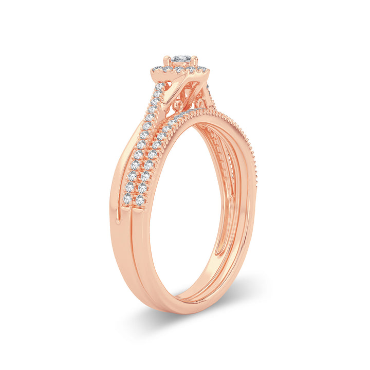 Romantic 14k Rose Gold Lab Diamond Bridal Ring (0.33CT)