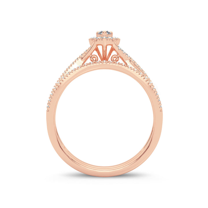 Romantic 14k Rose Gold Lab Diamond Bridal Ring (0.33CT)