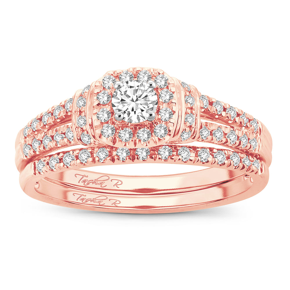 Romantic 14k Rose Gold Lab Diamond Bridal Ring (0.50CT)