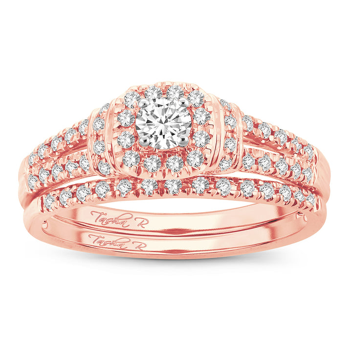 Romantic 14k Rose Gold Lab Diamond Bridal Ring (0.50CT)