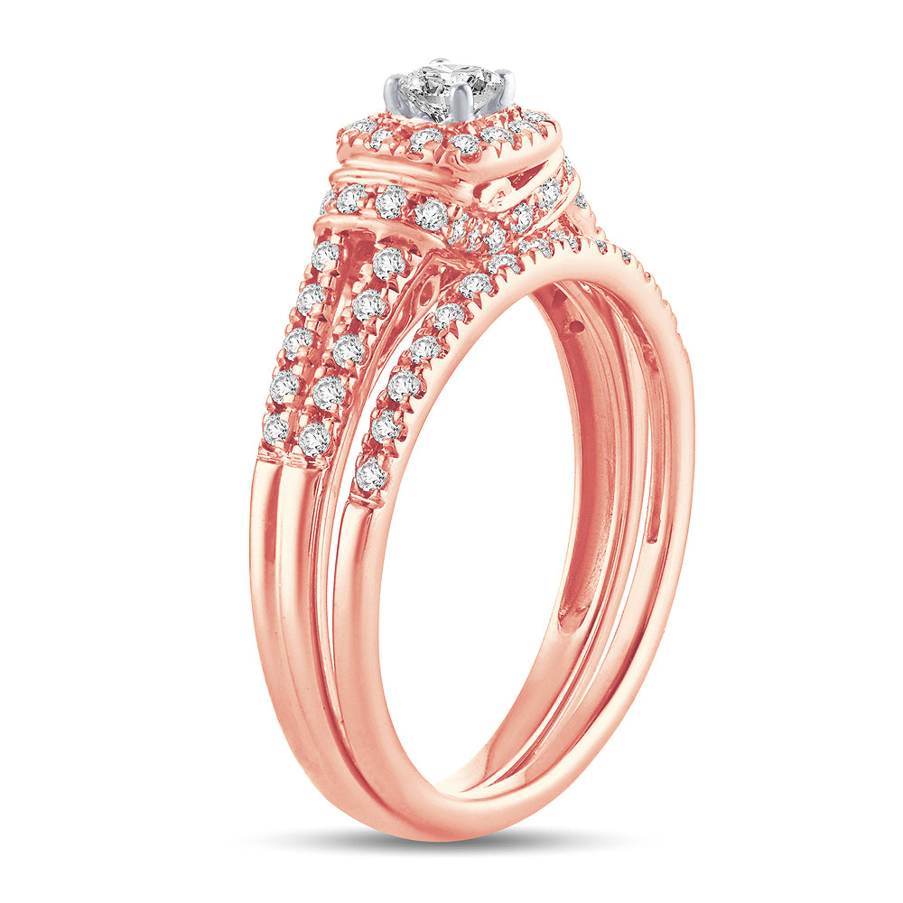 Romantic 14k Rose Gold Lab Diamond Bridal Ring (0.50CT)