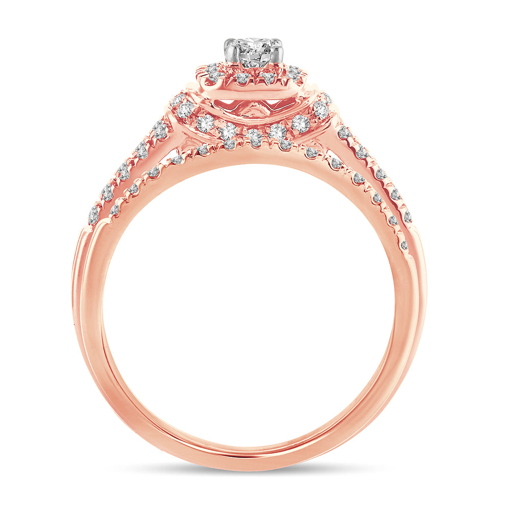Romantic 14k Rose Gold Lab Diamond Bridal Ring (0.50CT)