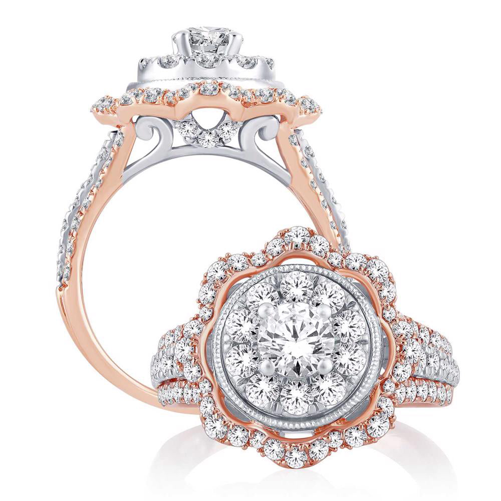 Brilliant 14k White Gold 2CT Lab Diamond Bridal Ring
