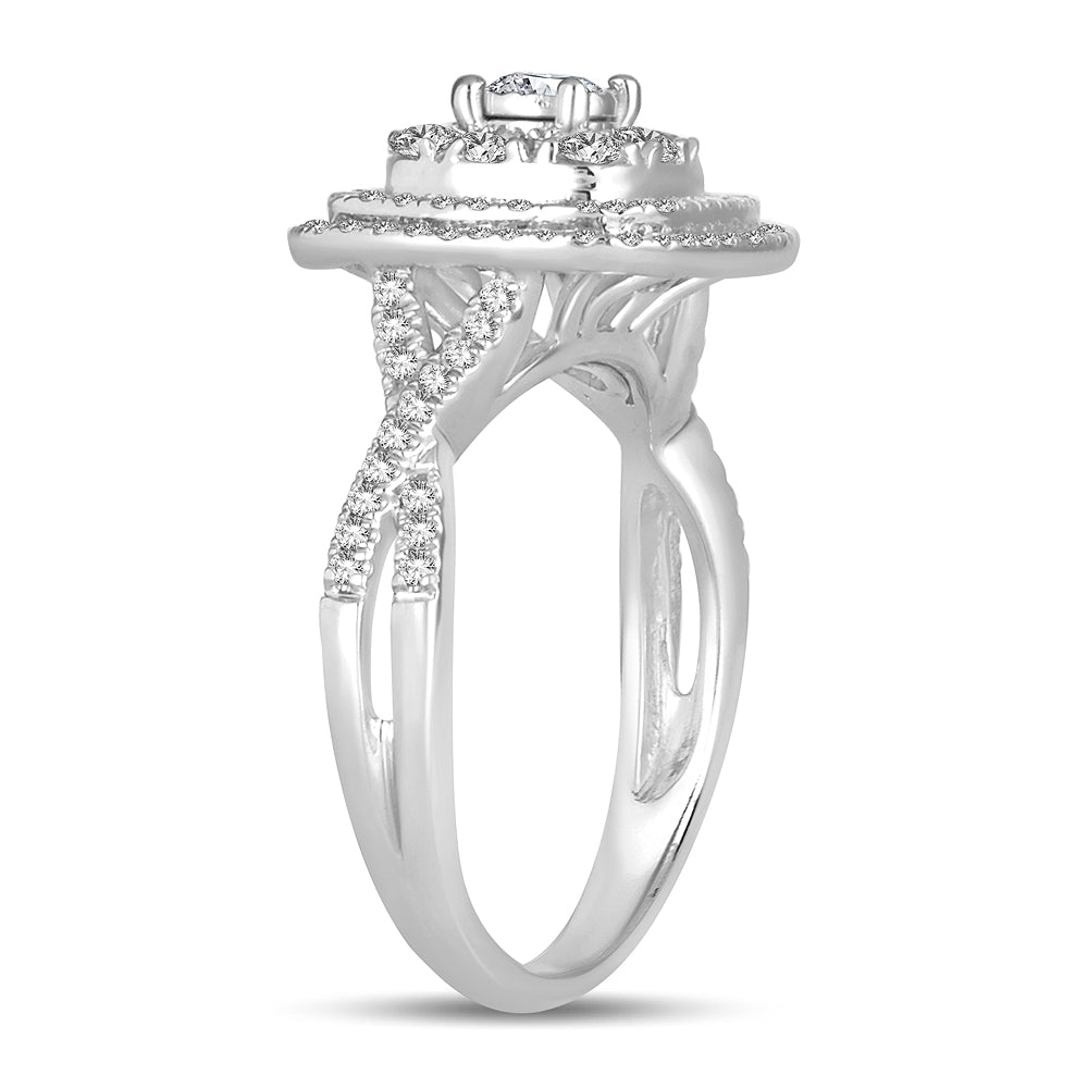 14k White Gold 0.76 CT Lab Diamond Womens Engagement Ring